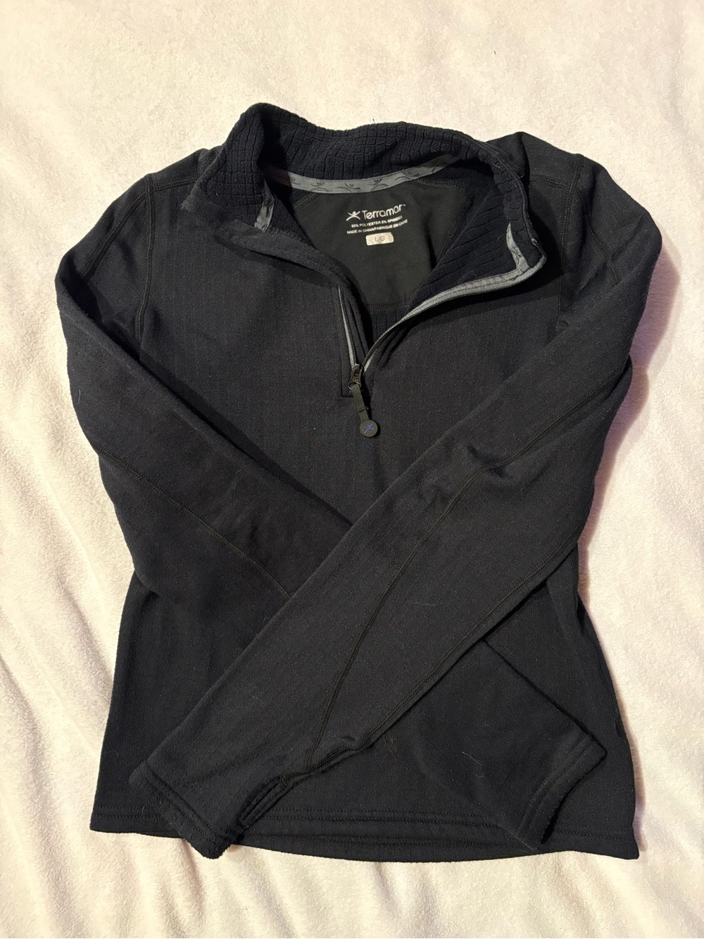 Terramar Boys Black Performance Quarter Zip Pullover Jacket Size Large